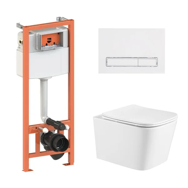 Інсталяційний комплект Qtap Crow Ultra Quiet унітаз підвісний QT05335171W Nest комплект інсталяції 4в1 лінійна клавіша White QT0133M425 M08V1384W код 45133 SD00051257