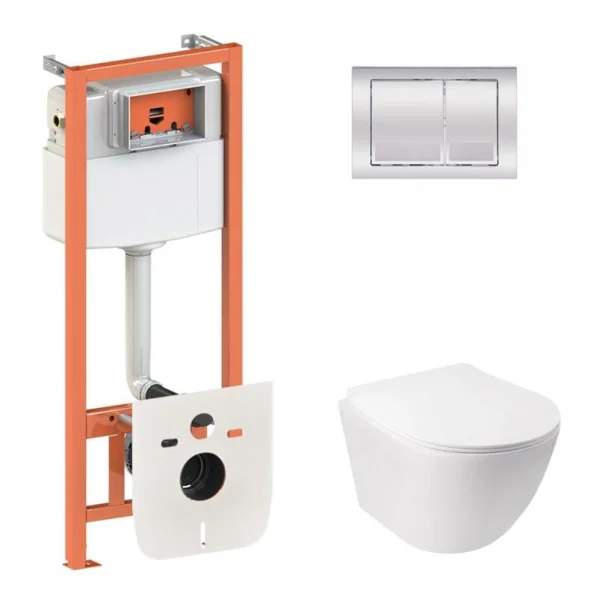 Інсталяційний комплект Qtap Jay Ultra Quiet унітаз підвісний QT07335177W Nest комплект інсталяції 4в1 квадратна клавіша Chrome QT0133M425 M06028CRM код 45134 SD00051258