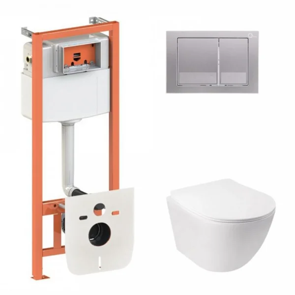 Інсталяційний комплект Qtap Jay Ultra Quiet унітаз підвісний QT07335177W Nest комплект інсталяції 4в1 квадратна клавіша Satin QT0133M425 M06029SAT 45135 SD00051259