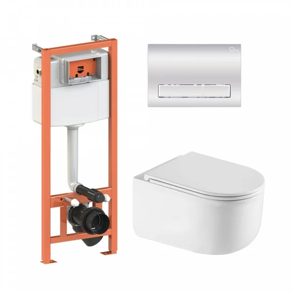 Підвісний унітаз Taurus Ultra Quiet + комплект інсталяції Nest 4 в 1 (лінійна клавіша Chrome)46155