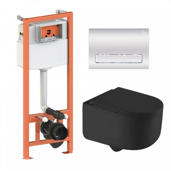 Підвісний унітаз Taurus Ultra Quiet + комплект інсталяції Nest 4 в 1 (лінійна клавіша Chrome)46187