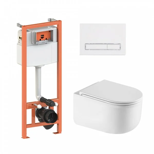 Підвісний унітаз Taurus Ultra Quiet + комплект інсталяції Nest 4 в 1 (лінійна клавіша White) 46149