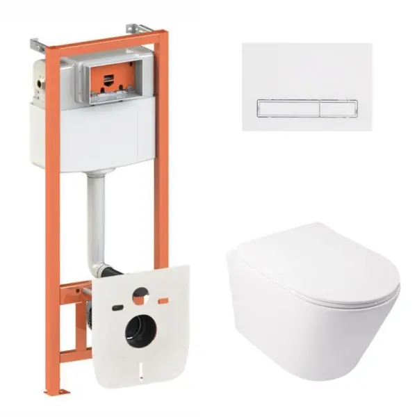 Інсталяційний комплект Qtap Swan Ultra Quiet унітаз підвісний QT16335179W Nest комплект інсталяції 4в1 лінійна клавіша Chrome QT0133M425 M08381CRM код 45154 SD00051278