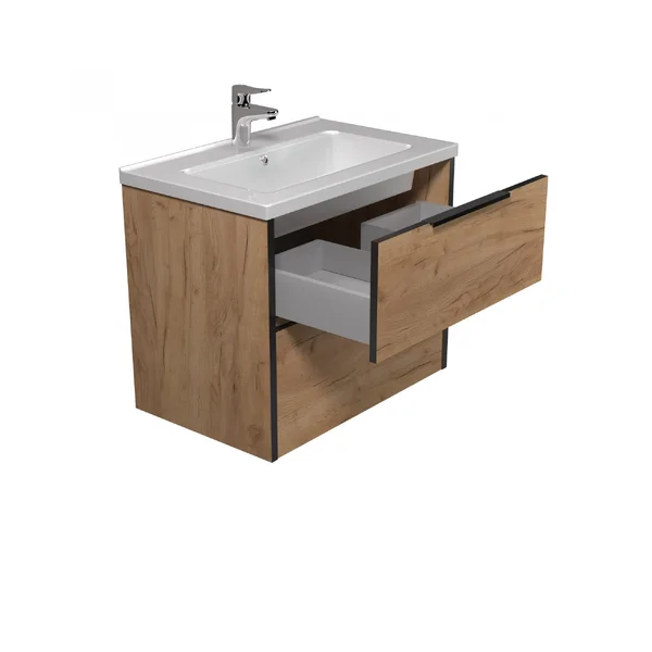 Тумба MDD Line Craft 70 з умивальником Rodeo 70 дуб крафт чорна