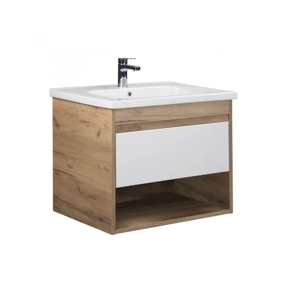 Тумба MDD Oslo 70 Wood підвісна з умивальником ID-70 дуб крафт біла