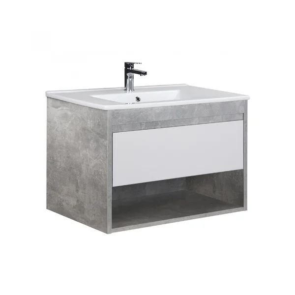 Тумба MDD Oslo 80 Loft підвісна Тумба MDD з умивальником Su-80 бетон біла