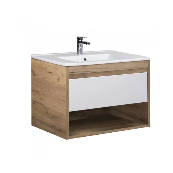 Тумба MDD Oslo 80 Wood з умивальником SU-80 дуб крафт біла