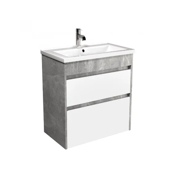 Тумба MDD Polo Loft 60-U з умивальником Cosmo 60 бетон з білим