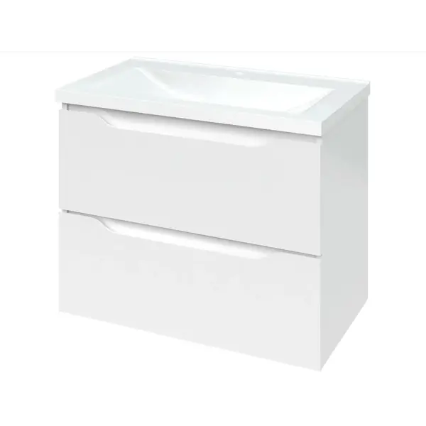 Тумба MIRATER .Амелія. Тумба підвісна з умив. шк.Глорія 80 біла