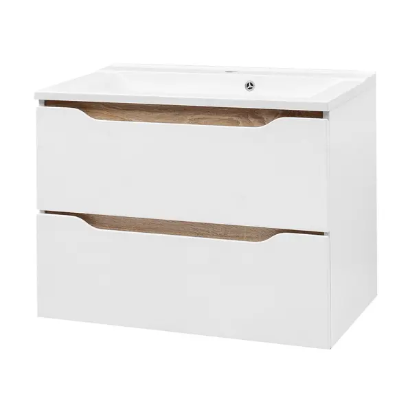 Тумба підвісна Mirater Амелія 70 з умивальником Глорія 70 см Дуб сонома