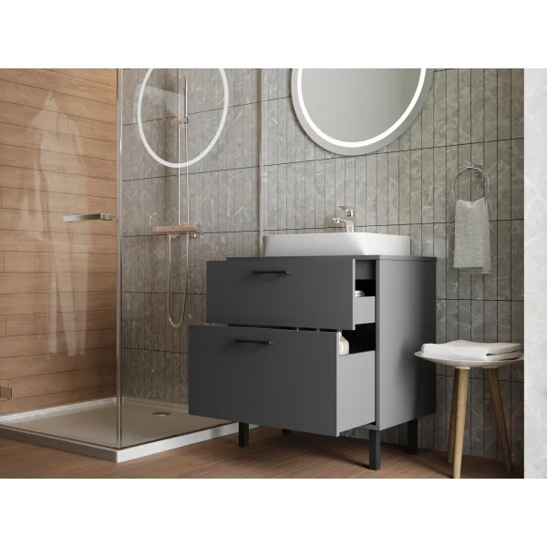 Тумба JUVENTA Afina Af-70 антрацит зі стільницею МДФ та умивальником Neon-45