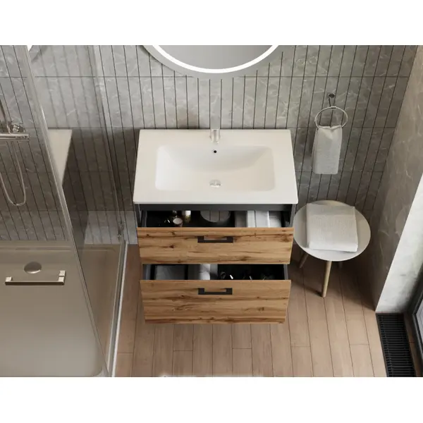 Тумба JUVENTA Afina Af-80 антрацит дуб вотан з умивальником Piedra - 80