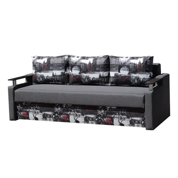 Диван Купідон Габаритні розміри см: 2,10 х 0,95 Спальне місце, см: 1,90 х 1,40 Глибина місця см: 0,70 Висота, см: 0,80 Єврокнижка. Ніша для білизни. Пружинний блок Bonnel. Накладка венге. Тканина ARTEX 1-4 кат-Київ