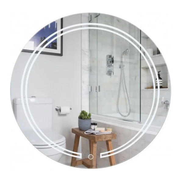 Дзеркало Qtap Jay N настінне кругле з LED-підсвічуванням Touch, димер, рег. яскравості R590 мм 39666
