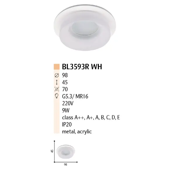 Накладной точечный светильник BL3593R WH