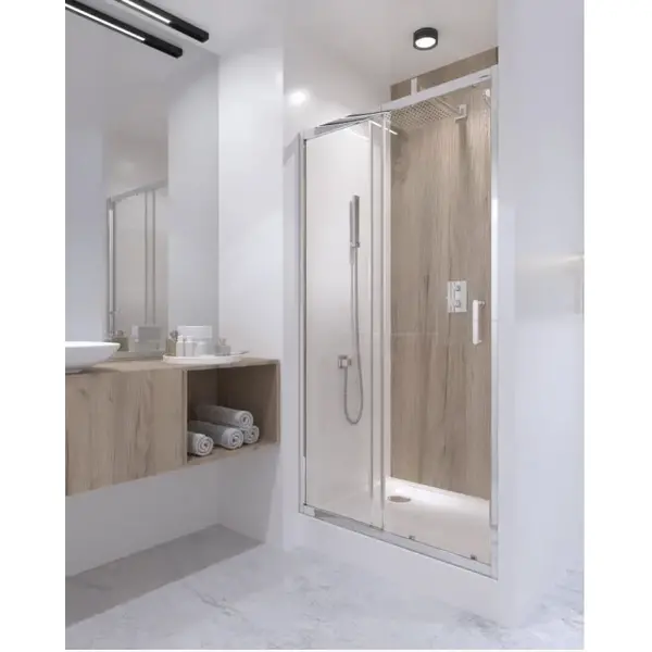 Двері в нішу Taurus CRM209-1.C6 скло 6 мм Clear, CalcLess регуль. профіль 90-100х185 см, розсувні Qtap 39191